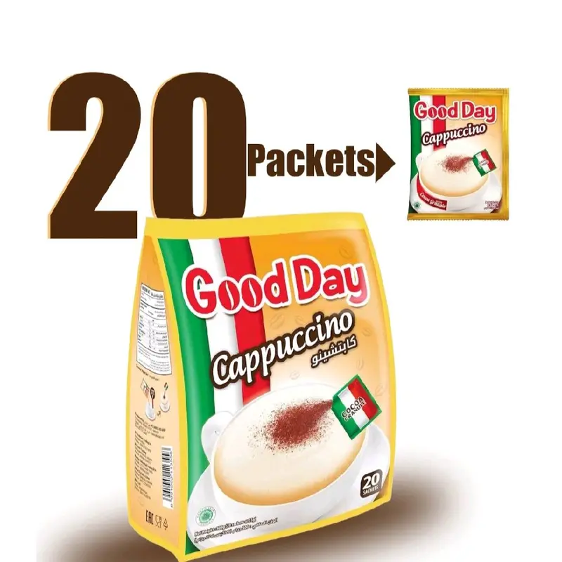 GoodDay Cappuccino - 20 Packs of Coffee, Ideal for Breakfast & More - Authentic Italian Flavor