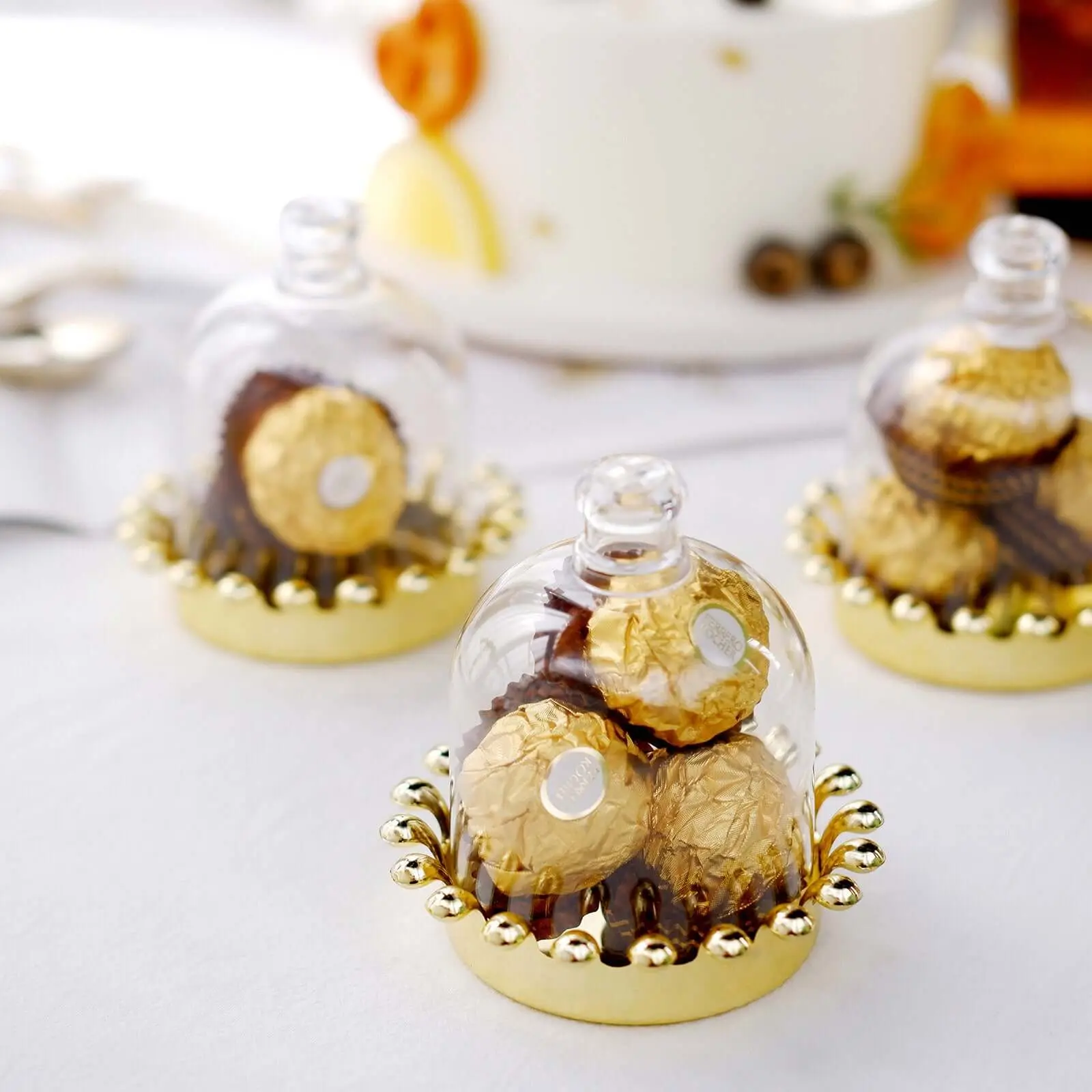 12 Pack 4" Clear Gold Mini Crown Treats Party Favor Boxes, Small Treats Jar Party Favor Boxes With Dome Lid