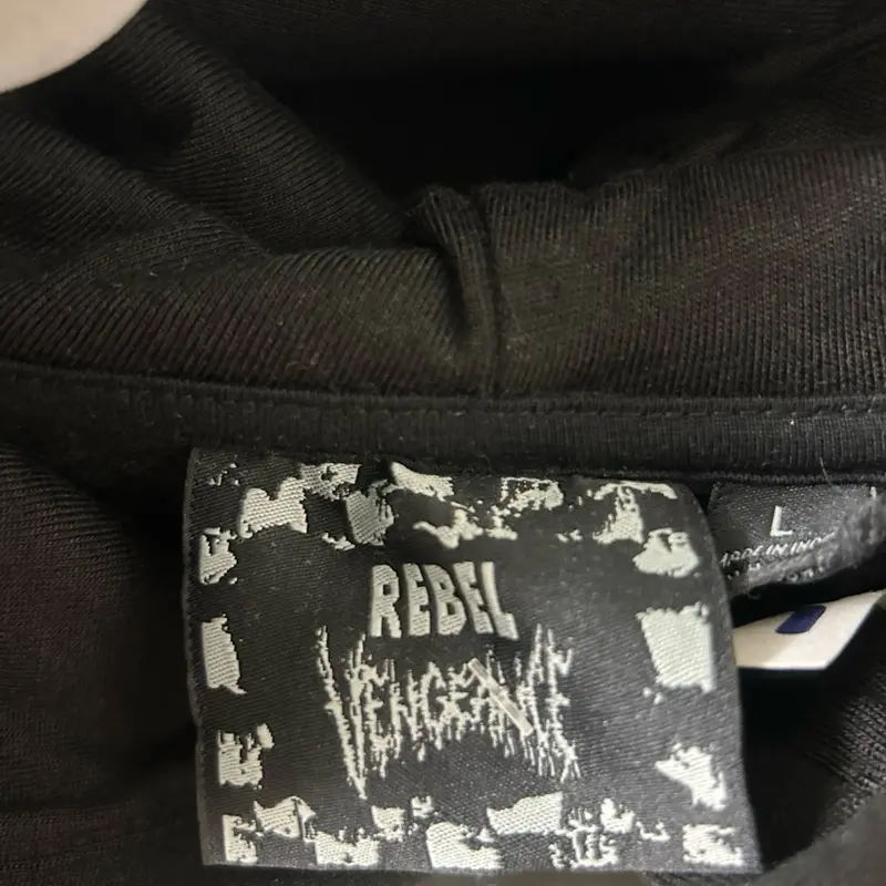 REBEL Hoodie Jacket Unisex with Rebel Logo Tag Black Color