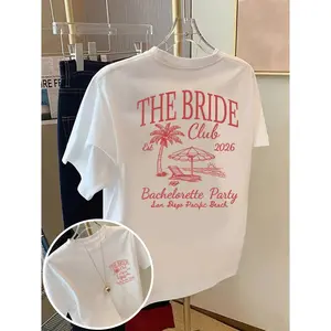 Womens Short Sleeve Graphic Tee Bride Club Bachelorette Party Beach Vacation Shirt Soft Casual Summer Top For Bridal Shower Girls Trip Matching Outfits