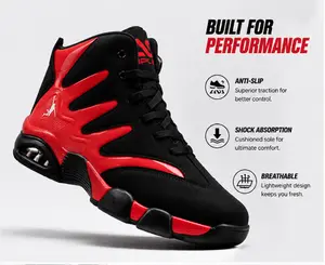 Men’s High-Top Basketball Shoes Air Cushion Sneakers Non-Slip Breathable Sports Trainers for Outdoor Court & Daily Wear