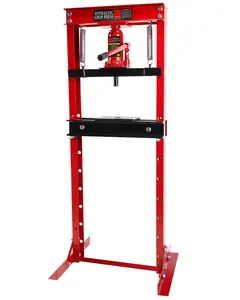 12 Ton Red Hydraulic Shop Press, Heavy-Duty H-Frame Garage Floor Press with Adjustable Worktable & Stamping Plates, Industrial-Grade Bearing Press for Metal Bending, Straightening, U-Joint & Bushing Insta
