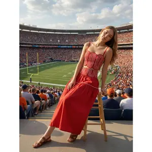 Island Flame Lace Trim Midi Set