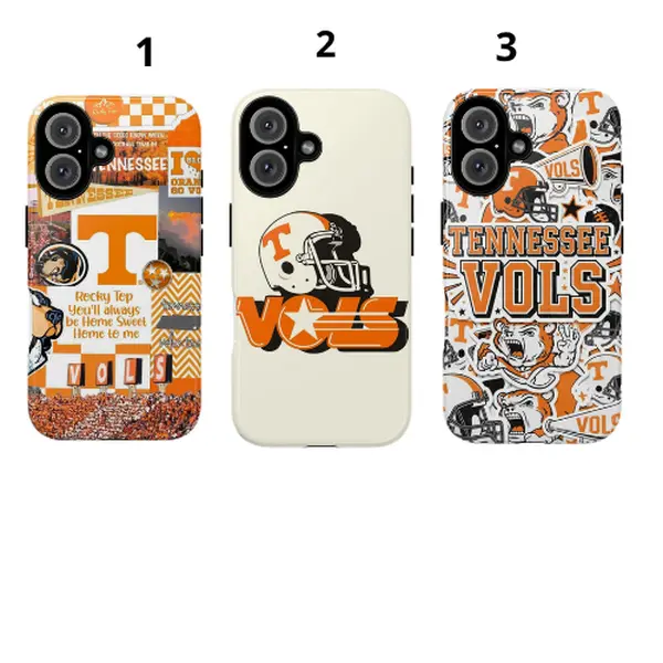 Tennessee Volunteers Vols Football Collage Phone Case for iPhone, Orange NCAA Team Fan Cover, Helmet Mascot Sports Case, Gift for Vols Fans