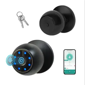 Biometric Smart Digital Electronic Code Keyless Entry Security Lock - Ball Lock with Fingerprint, Password, App Control, Anti-Theft, Emergency Key, Easy Installation for Home, Office, Biometric Smart Lock