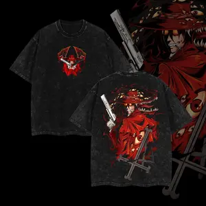 Alucard The Wings Tee – Hellsing Vintage Washed Oversized T-Shirt, Anime Merch, Streetwear Menswear, Gift for Anime Fans, Casual Graphic Tee