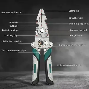 Professional Multi-Function Wire Stripper Crimper Tool, Adjustable Stripping Hole Precision, Sharp Cutting Edge, Ideal for Home Wiring & Electrical Repair, Wrench, Hand Tools