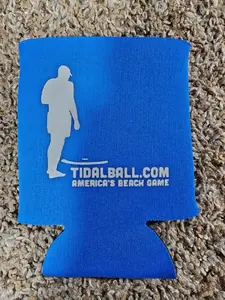 tidal ball americas beach game blue can koozie