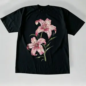 Men's and Women's T-shirt, Vintage Style Pink Lily Floral Graphic Tee, Unisex T-shirt, Gift T-shirt,  Unisex Graphic Tees Gothic Grunge Emo Scene Amity Affliction Style Clothes Menswear Womenswear Streetwear comfy