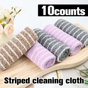 10 Counts Kitchen Dishes Rags, Dishcloths, Household Non-Oil Cleaning Cloths, No lint Thickened Absorbent Clean Towels for Wipe Tables, Random Color