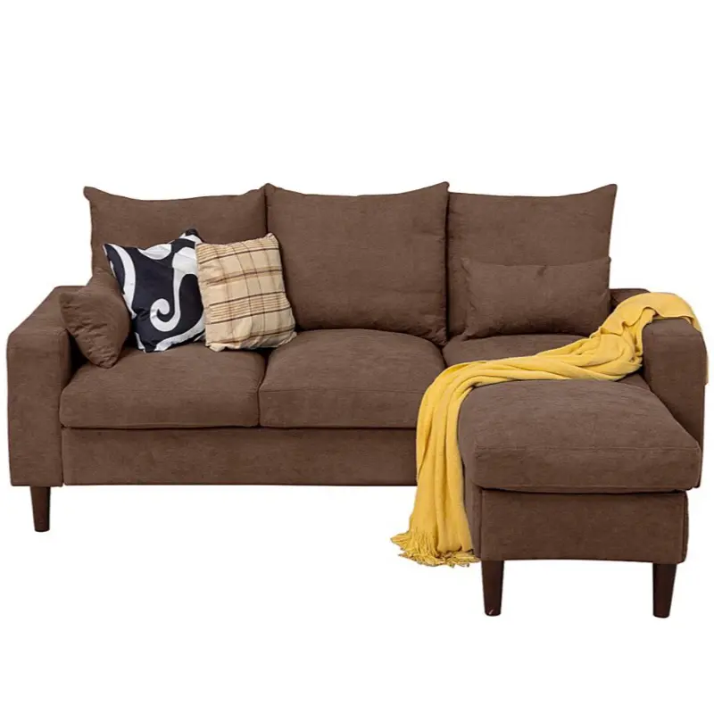 Linen Fabric 3 Seater with Ottoman Chaise L-Shaped Corner Sofa Couch Armchair