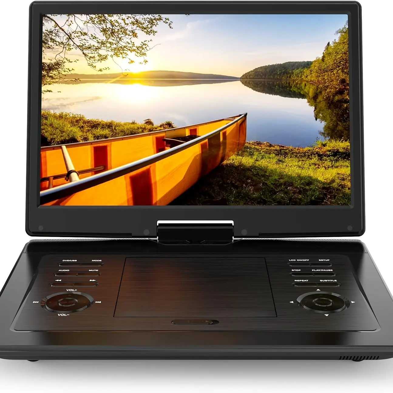 PJGCWB 17.9in Region-Free Portable Digital DVD/CD Player - LCD Display, Audio Sound System, Push Buttons, Aux Input, US Plug, Road Travel Use, TV Sync, Multi-Format DVD Support