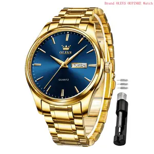 Brand OLEVS Classic Men Watches with Date,Stainless Steel Man Watch with Date, Bussiness Watches for Men,Luminous Quartz Mens Watches Black/White/Blue/Gold, Waterproof Male Reloj para Hombre