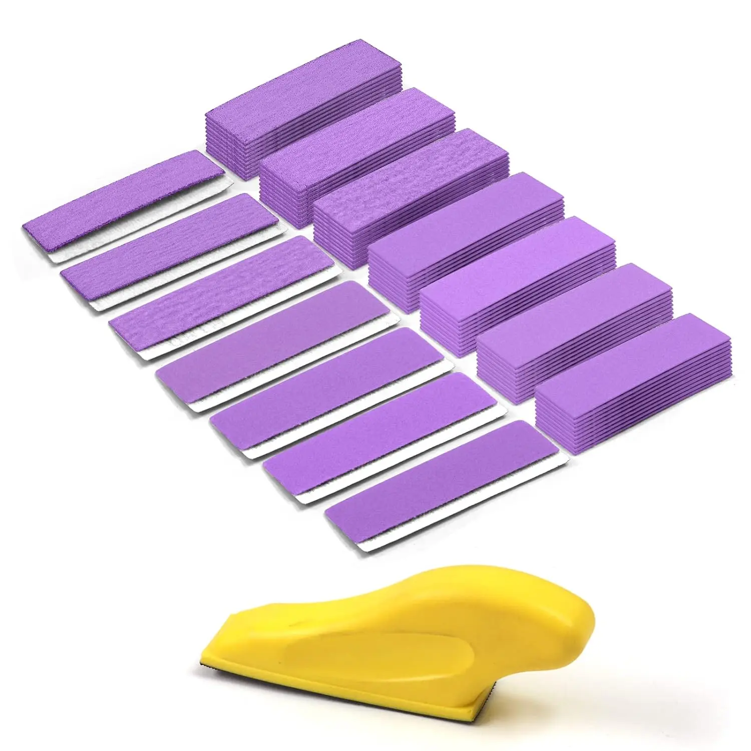 Micro Sand Paper Kit 70PCS Hook & Loop Wet Dry Sandpaper 80 120 180 240 400 600 Grit, 3.5”x 1”Finger Detail Sander, Small Hand Sanding Block for Wood, Metal Small Projects Sanding Polishing