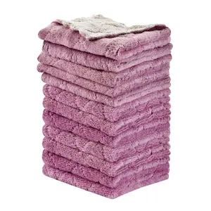 12PCS Kitchen Towels Dish Towels, Multipurpose Reusable Dish cleaning Cloth set Double-Sided Cleaning Rags for Furniture, Car, Tea,  Fleece Absorbent