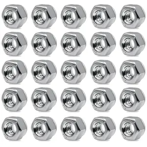 25 Pack 1/4"-20 Lock Nuts,304 (A2-70) Stainless Steel Nylon Insert Locknuts Standard Inch Thread Nylock Nuts for Hardware, Machinery, Automotive, Furniture Repair