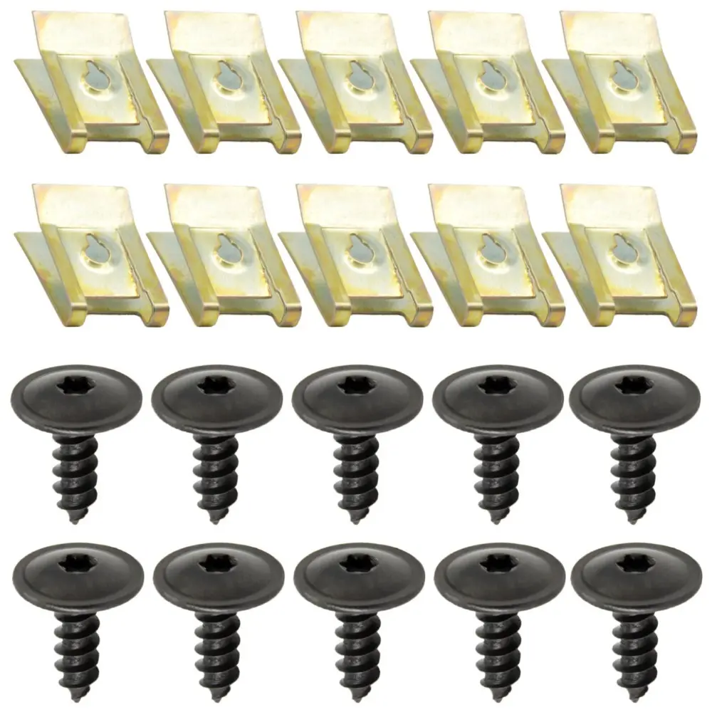 Automotive Fasteners & Clips Kit - Includes 20PCS Metal Body Bolts, 10PCS U-Nut Clips, Fender Liner Splash Shield Screws for Acura, Includes Clips