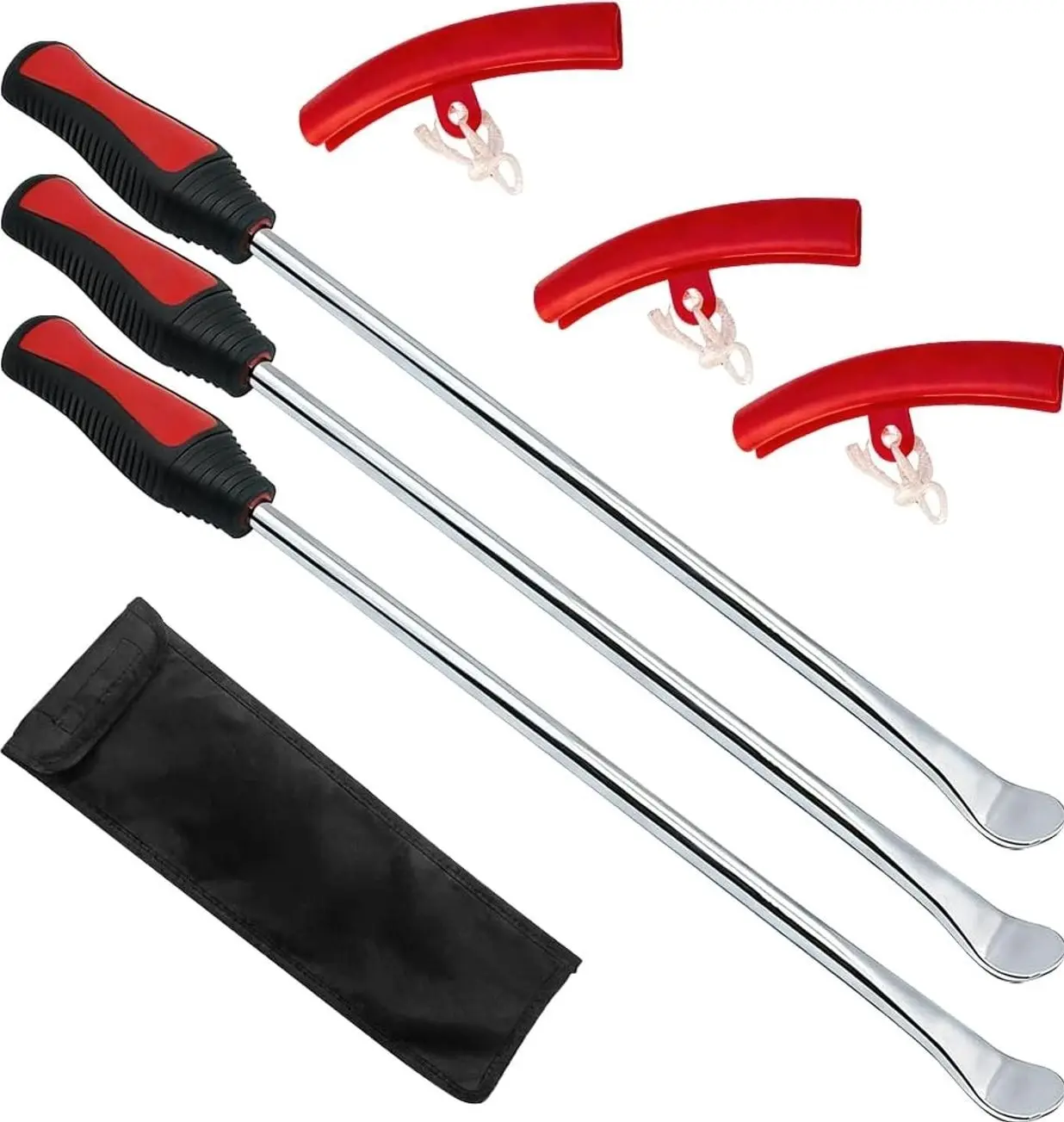6PCS 14.5" Motorcycle Tire Spoons Tool Set, Steel Tyre Iron Lever Repair Kit with 3 Rim Protector, Changing Repair Tool, for Motorbike