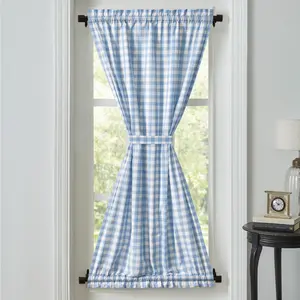 Dusk Buffalo Blue Check Door Panel Curtain