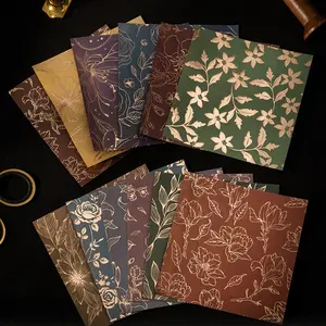 8pcs Gold Leaf Shadow Series Floral Theme Acid Paper Gold Foil Stickers, Diy Sticker Paper, Hand Account Decoration, Diary Background, Creative Gift Material, Scrapbook Materials