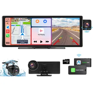 Wireless Carplay Screen for Car: 10.26" HD IPS Touchscreen, 4K Dash Cam/1080P Backup Camera, Bluetooth, GPS Navigation, Car Stereo, Mirror Link, Portable AirPlay for All Vehicles