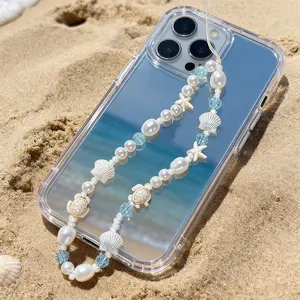 Summer Beach Style Turtle Shell Pearl Bead Phone Chain, Unique High-End Bag Charm, Ccd Pendant, Fashionable Accessory