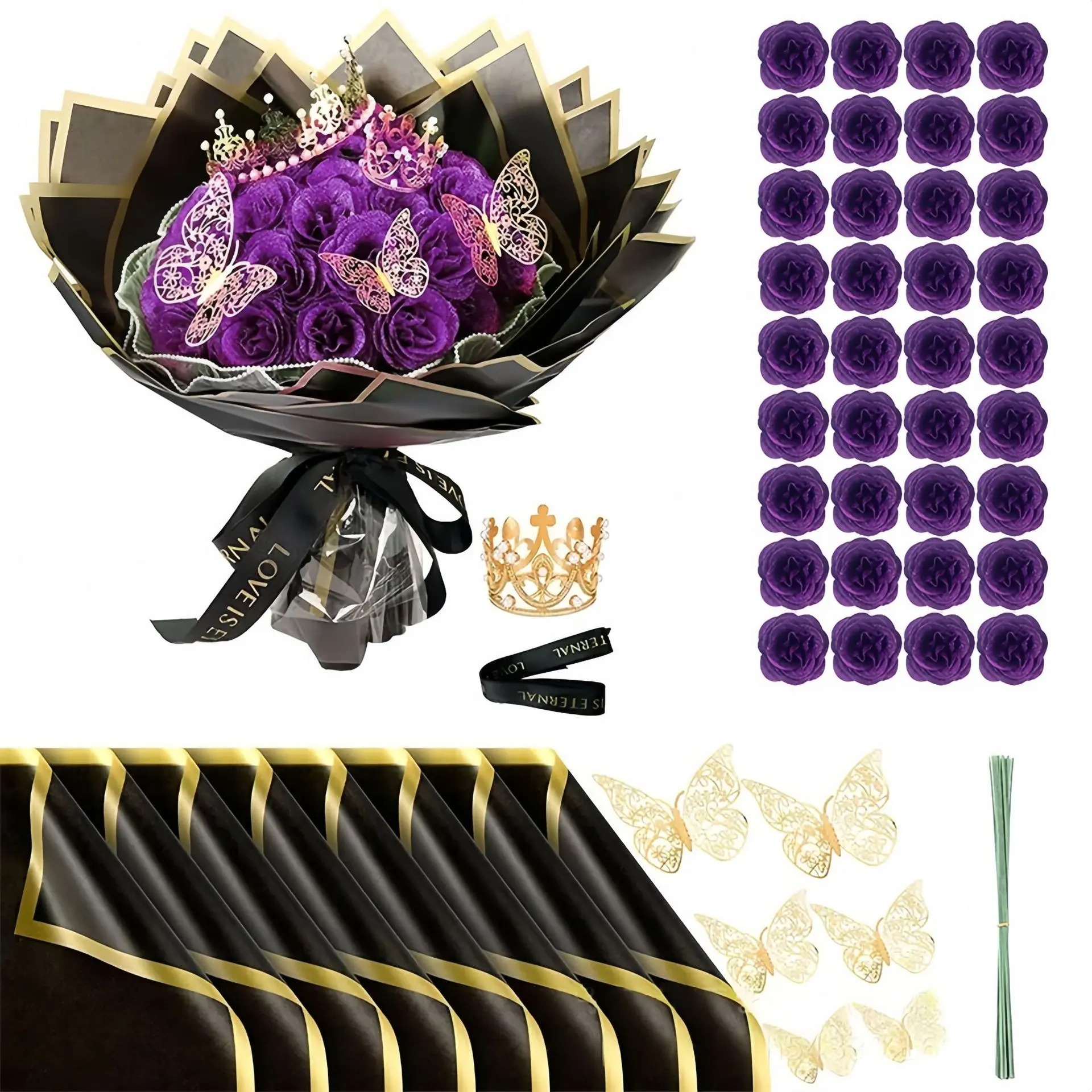 Purple flower crown with 36 flowers