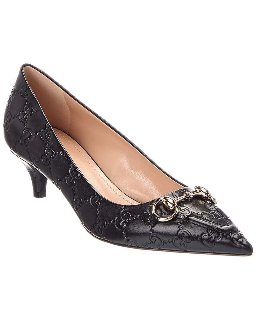 Gucci Gg 50mm Horsebit Leather Pump