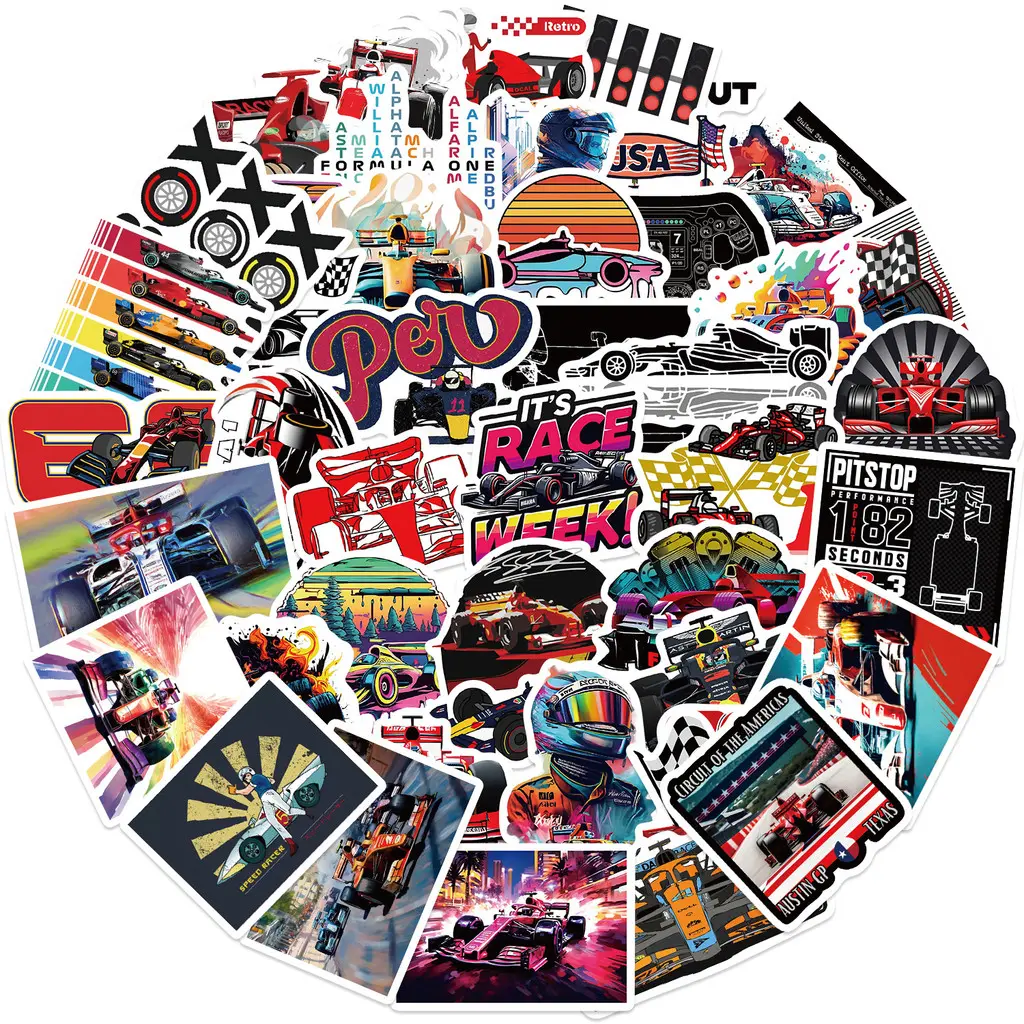 50PCS F1 Formula One Racing Waterproof Protective Graffiti Stickers For Luggage Phone Case Laptop Notebook Decals Kids Gift Protection LanLanAnimeWorlds