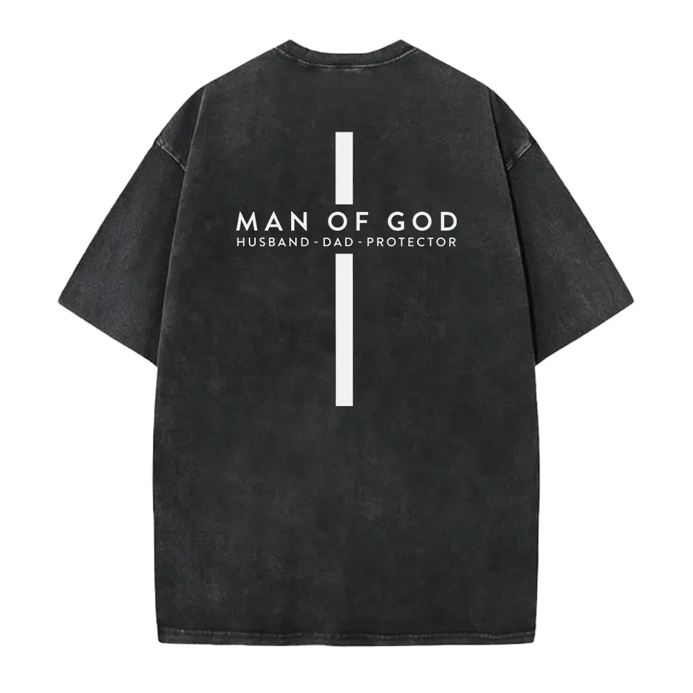 Man of God Tee | Husband Dad Protector | Fathers Day Cross Christian Shirt