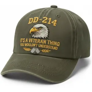 Veteran DD214 Embroidered Baseball Cap for Men, Military Inspired Hat, Adjustable Cotton Dad Hat, Veteran Gift for Men