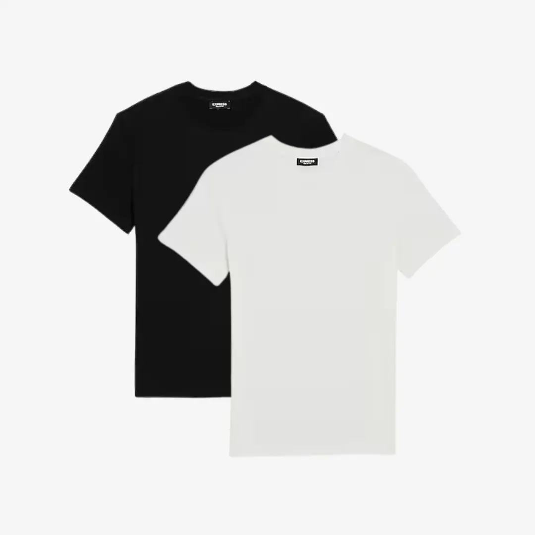 Express Men's 2-Pack Pima Cotton Crew Neck T-Shirt, Short Sleeve Top with a Stretchy and Silky Feel for Everyday Wear, Smooth, Silky Feel, No