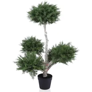 Artificial Cedar Topiary Ball Tree 3ft Fake Cypress Trees UV Resistant Potted Plant Faux Topiary Tree for Front Porch Home Office Indoor Outdoor Decoration