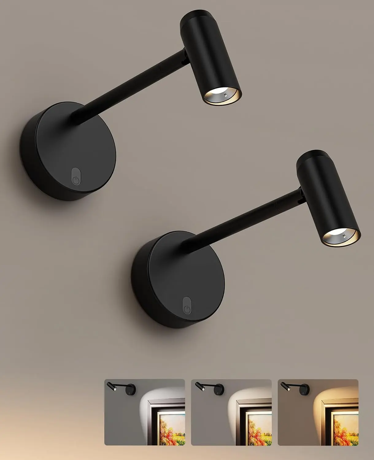 2 Pack Rechargeable Long Indoor Spotlights with Remote, Wireless Dimmable Accent Uplights, 3 Color Temperatures, Adjustable No-Glare Spot Lights for Plants, Artwork, Pictures & Home Decor
