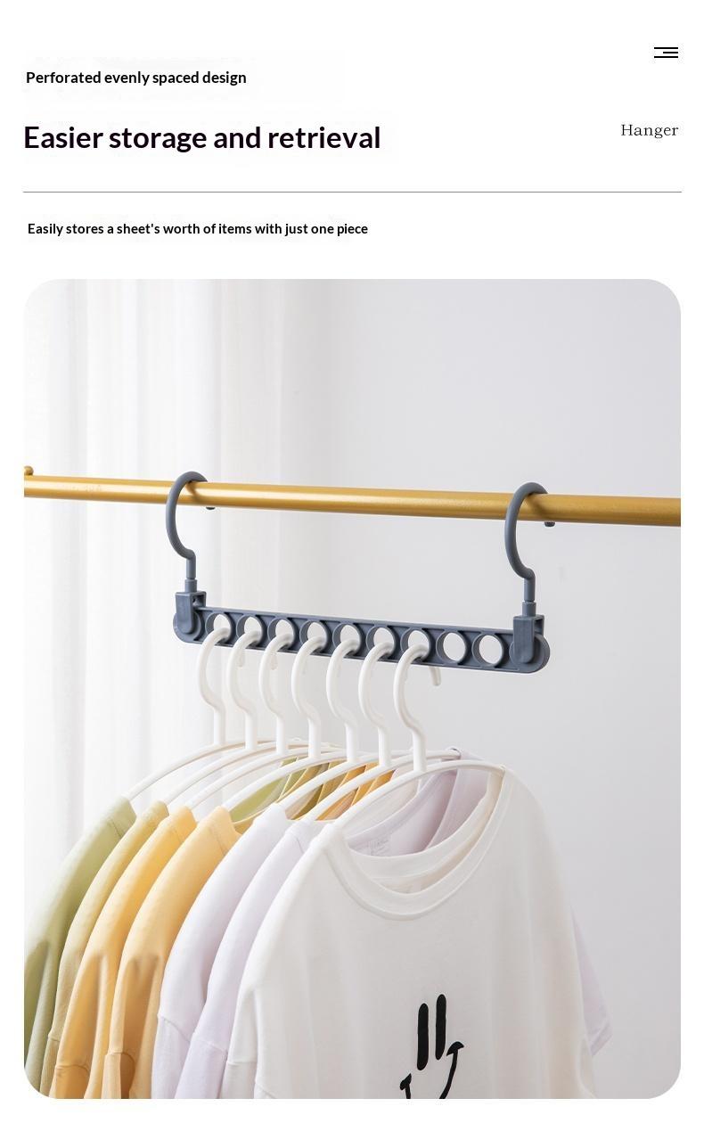 Household 9-Hole Hanger, Multi-Functional, Foldable, Rotatable, Magic Closet Storage, Space-Saving, Hanger Rack, Modern Minimalist