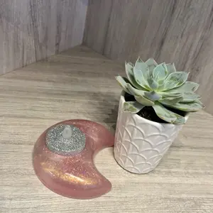 Pink Sparkle Moon Candle Holder - Perfect for Home Decor