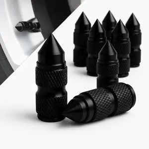 WOAOW 8PCS Spike Tire Valve Stem Caps, Aluminum Alloy Pointed Air Valve Covers, Universal Dustproof Car Wheel Valve Caps for Cars, Trucks, SUVs, Motorcycles, and Bicycles(Black)
