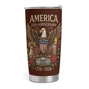 America 250th Anniversary Tumbler, Patriotic Eagle Design Cup, White House Liberty Bell Cup, 40oz Stainless Steel Travel Mug, USA Semiquincentennial Gift, Kitchen Drinkware, Coffee Tea Cup
