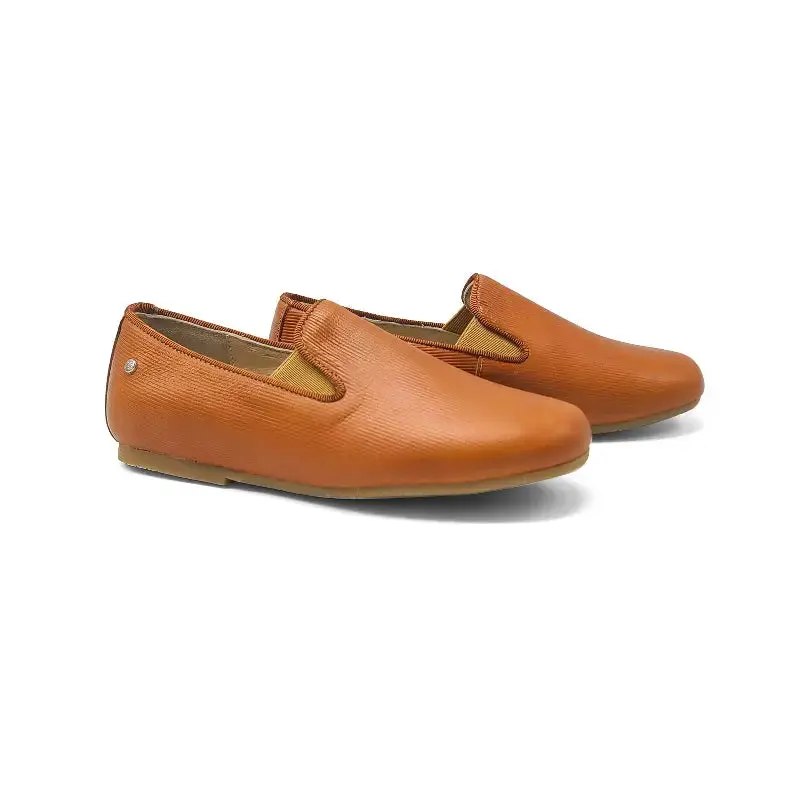 Manuela De Juan Cognac Ribbed Smoking Shoe