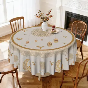 1pc, Ramadan Kareem Tablecloth, Ramadan Party Tablecloth, Golden Moon Lantern Pattern, Ramadan Kareem Table Cloth Ramadan Mubarak Table Decor Gift Eid Mubarak Table Cover for Home, Kitchen, Ramadan Decoration