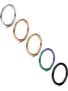 5Pcs 316L Surgical Steel Septum Rings Nose Rings Hoop 16G 18G 20G Hinged Clicker Hoop Nose Rings for Women Men Cartilage Hoop Earring Lip Helix Rook Tragus Conch Septum Nose Piercing Jewelry