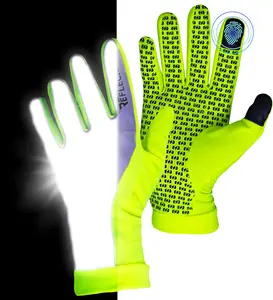 Reflective High Visibility Running Winter Gloves with Grip & Touchscreen