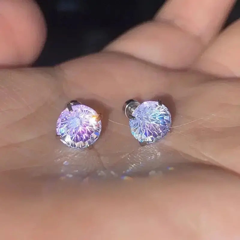 Unisex Screw-On CZ Firework Cut Dandelion Stud Earrings Set, Everyday Costume Jewelry Accessories