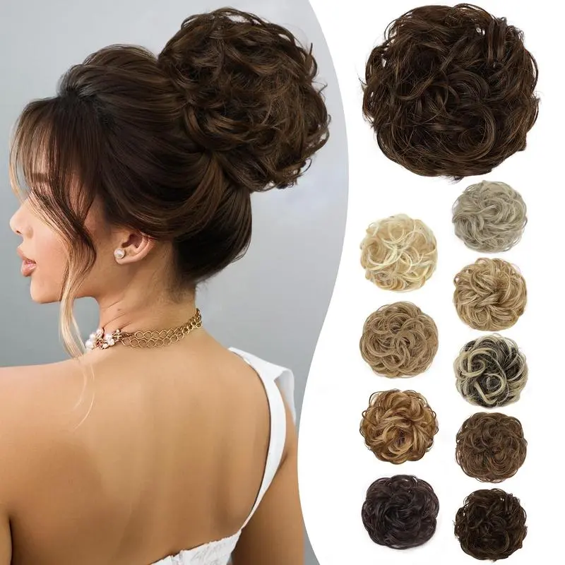 Vigorous Beauty Synthetic Scrunchies - Elastic Hair Extensions, Tousled Updo Wiglets, Bun Shaped Hairpieces, Ponytail Bun Headpieces (DCC Kelli) for Women