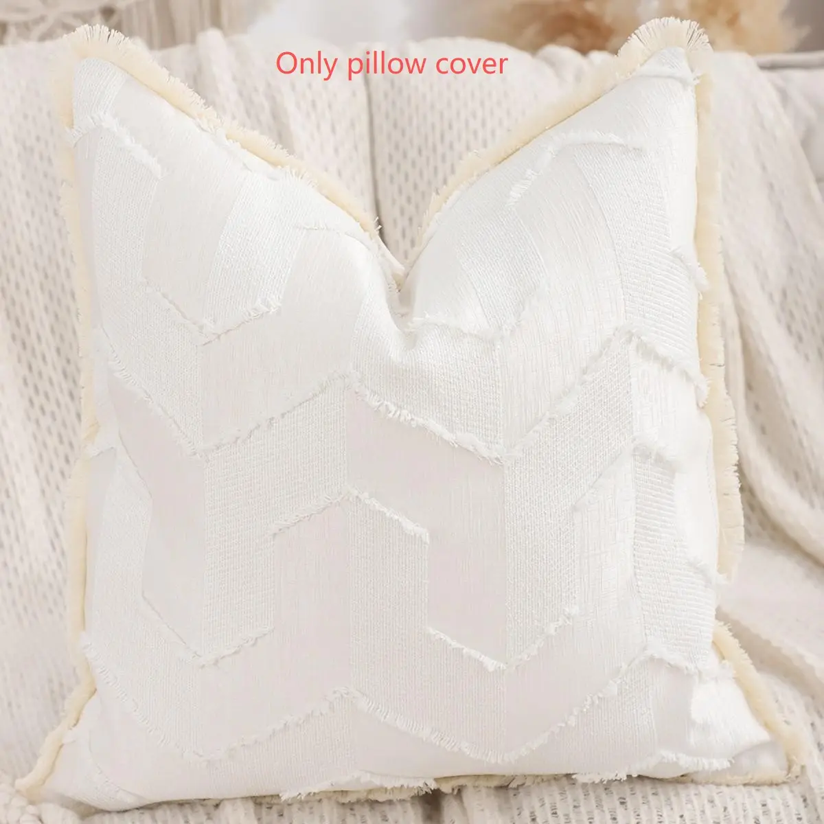 1pc Boho Style Decorative Pillow Cover, Geometric Pattern Square Cushion Case for Living Room & Bedroom, All-Season Use, 18x18 Inch