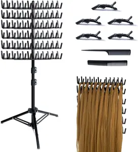 Braiding Hair Rack Height Adjustable 144 Pegs Height Adjustable Braiding Hair Rack, Hair Divider Separator Stand Hair Extension Holder with Braiding Tools
