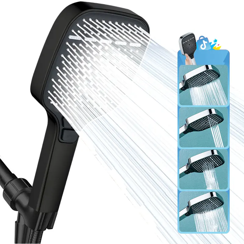 High-pressure multi-mode handheld showerhead&Square large-panel showerhead, power wash, shower head with ON/OFF switch for pets bath with 1.5m hose,shower bracket,Shower,bathroom supplies.High Output Rain