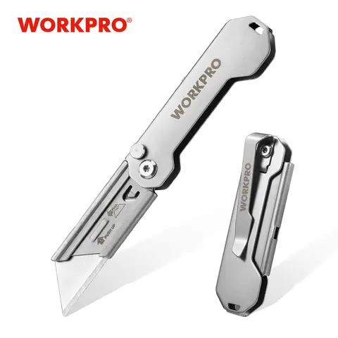 #toolupgrade WORKPRO EDC Folding Utility Knife, Mini Box Cutter with Quick Open Axis Lock, Quick Change Blade Razor Knife, Foldable Small Pocket Knife with Belt Clip