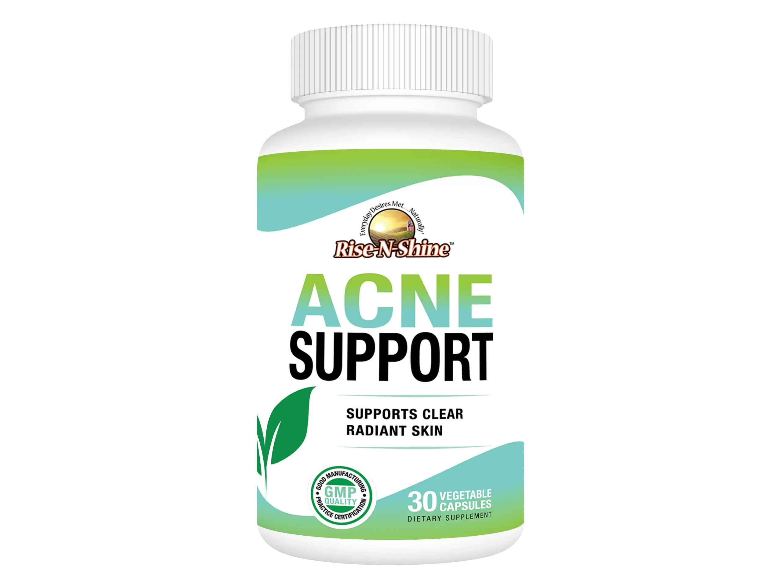 ACNE SUPPORT SKIN CARE SUPPLEMENT for Breakout Support for Clear, Smooth, Blemish Free, Radiant Skin  by Rise-N-Shine - 30 Day Supply