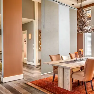 3-Panel Single Rail Panel Track Blind Extendable 36"-66"W x 91.4"H, Panel width 23.5", Lotus, Iris